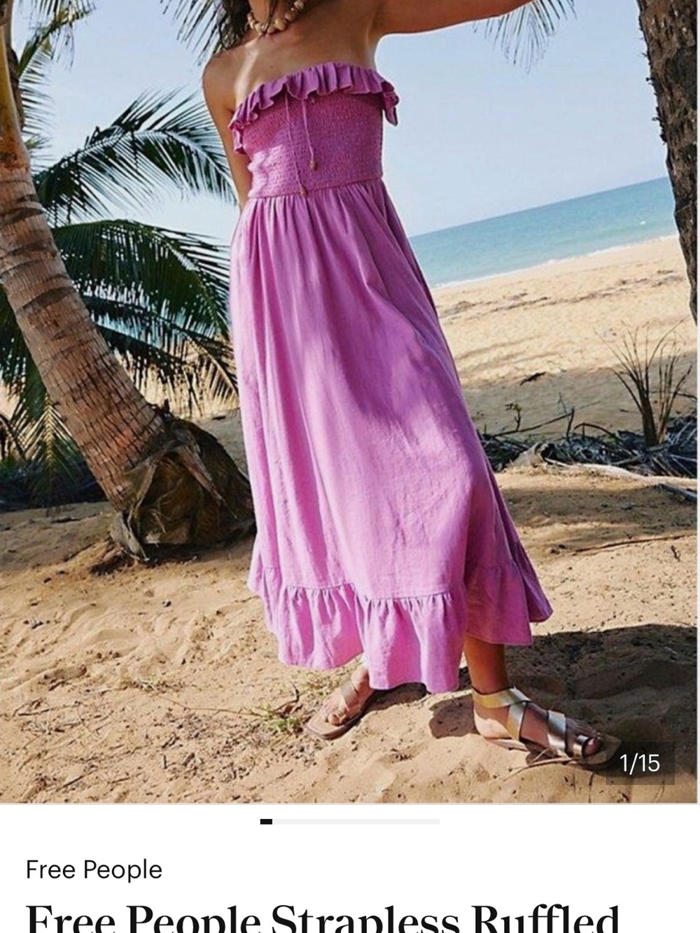 Nwt free people lush life strapless midi dress xs nwt